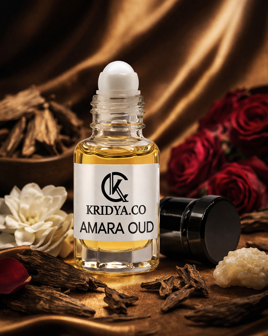 KRIDYA.CO Premium Amara Oud Attar – Luxury Floral Oud Perfume Oil