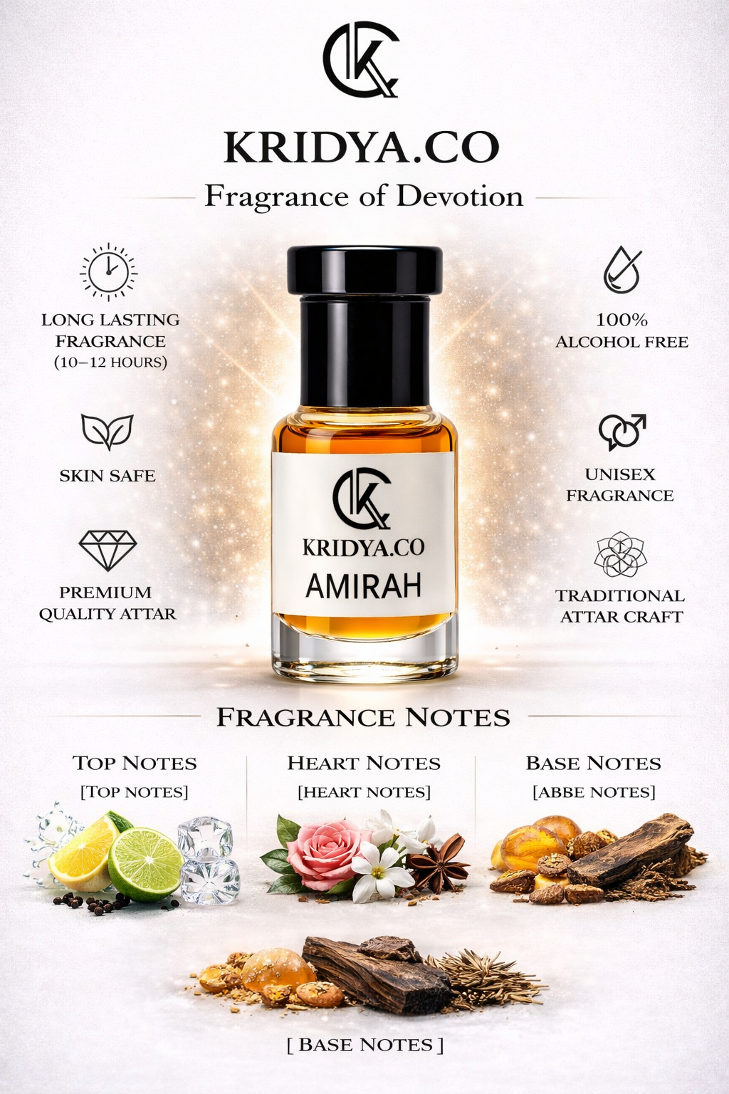 KRIDYA.CO Premium Amirah Attar – Luxury Floral Oriental Perfume Oil