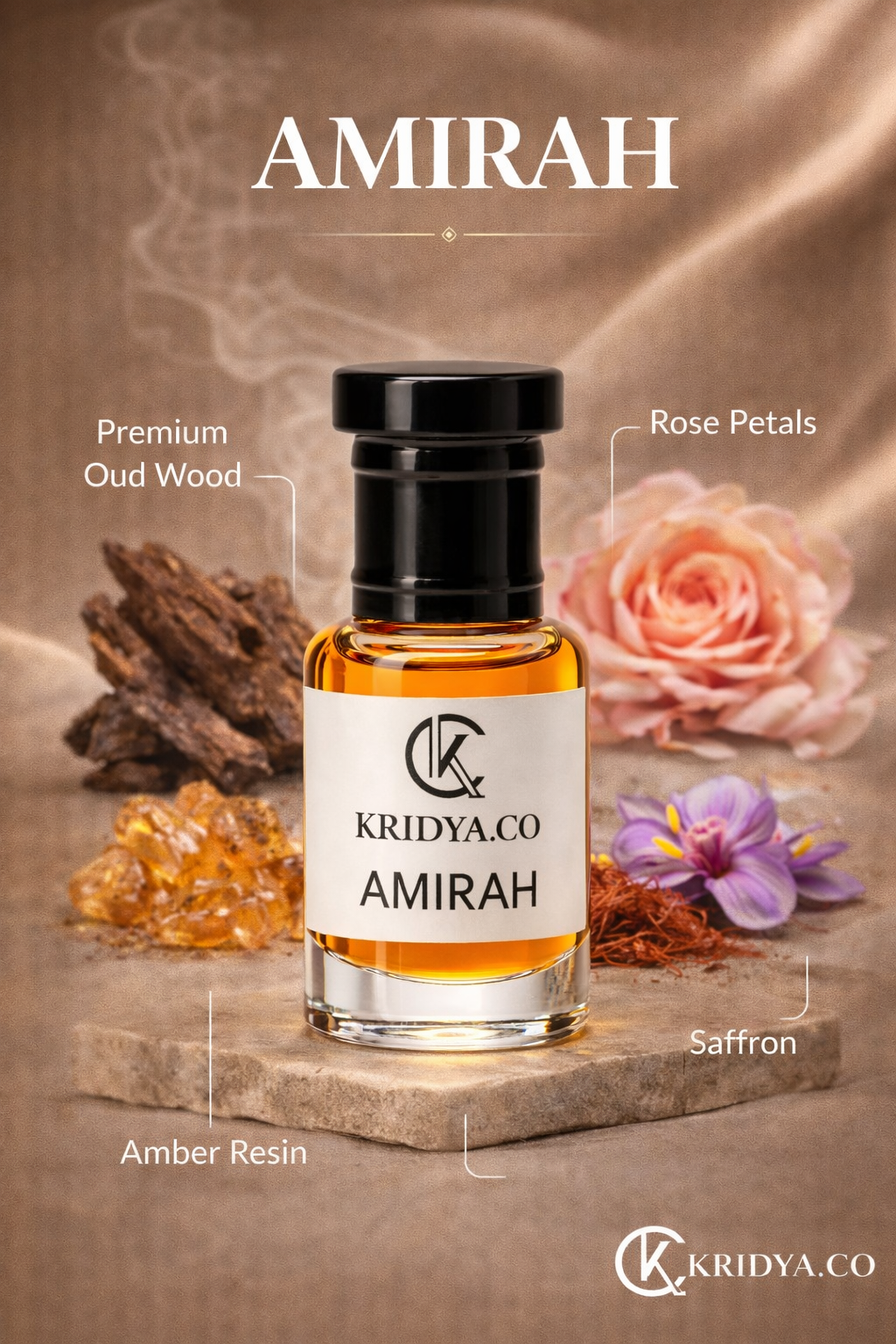 KRIDYA.CO Premium Amirah Attar – Luxury Floral Oriental Perfume Oil