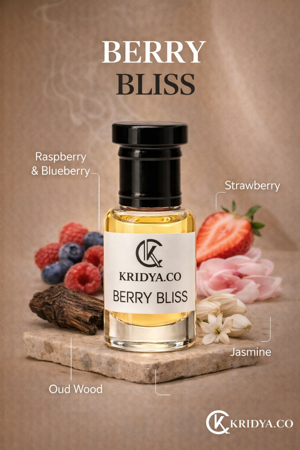 KRIDYA.CO Berry Bliss Attar – Sweet Tropical Alcohol-Free Fragrance