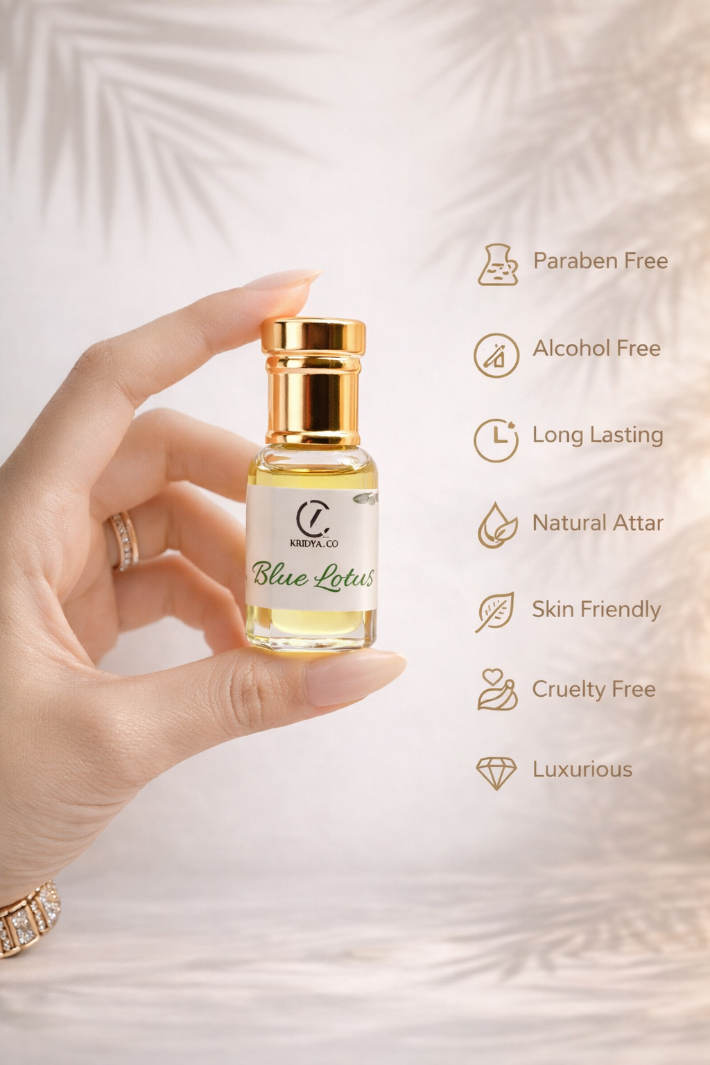KRIDYA.CO Premium Blue Lotus Attar – Floral Aquatic Perfume Oil
