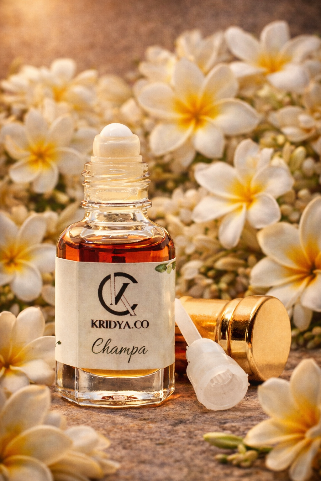 KRIDYA.CO Premium Champa Attar – Exotic Floral Perfume Oil | Alcohol-Free Perfume Oil