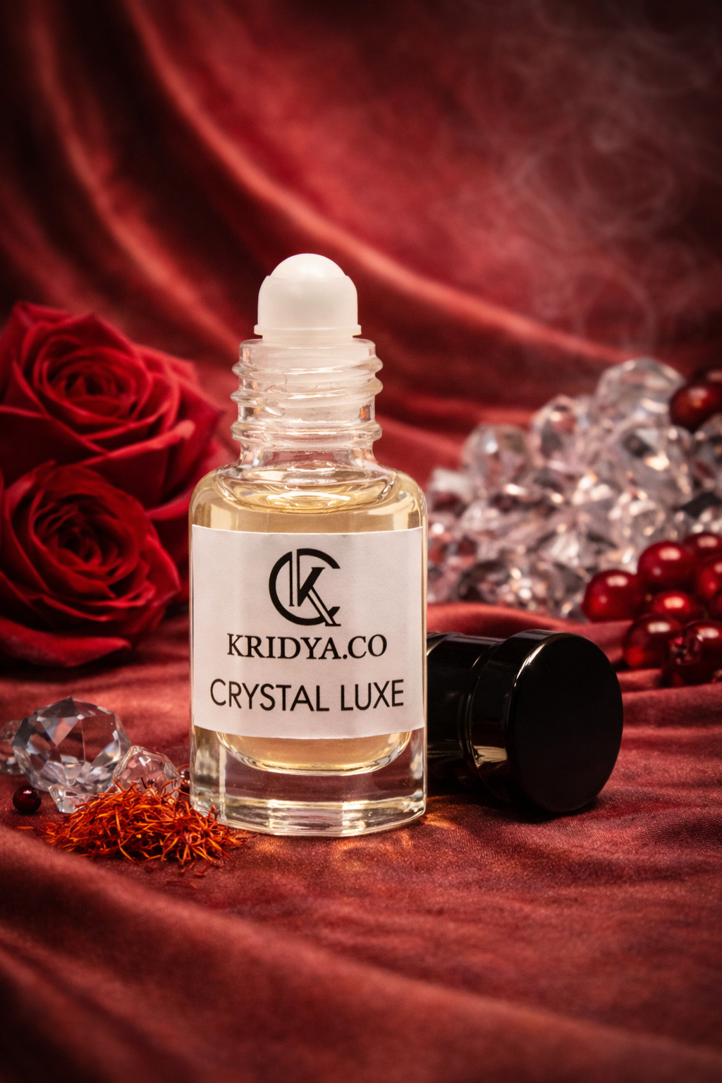 KRIDYA.CO Crystal Luxe Attar – Premium Long Lasting Alcohol-Free Perfume Oil | Luxury Amber Floral Perfume Oil