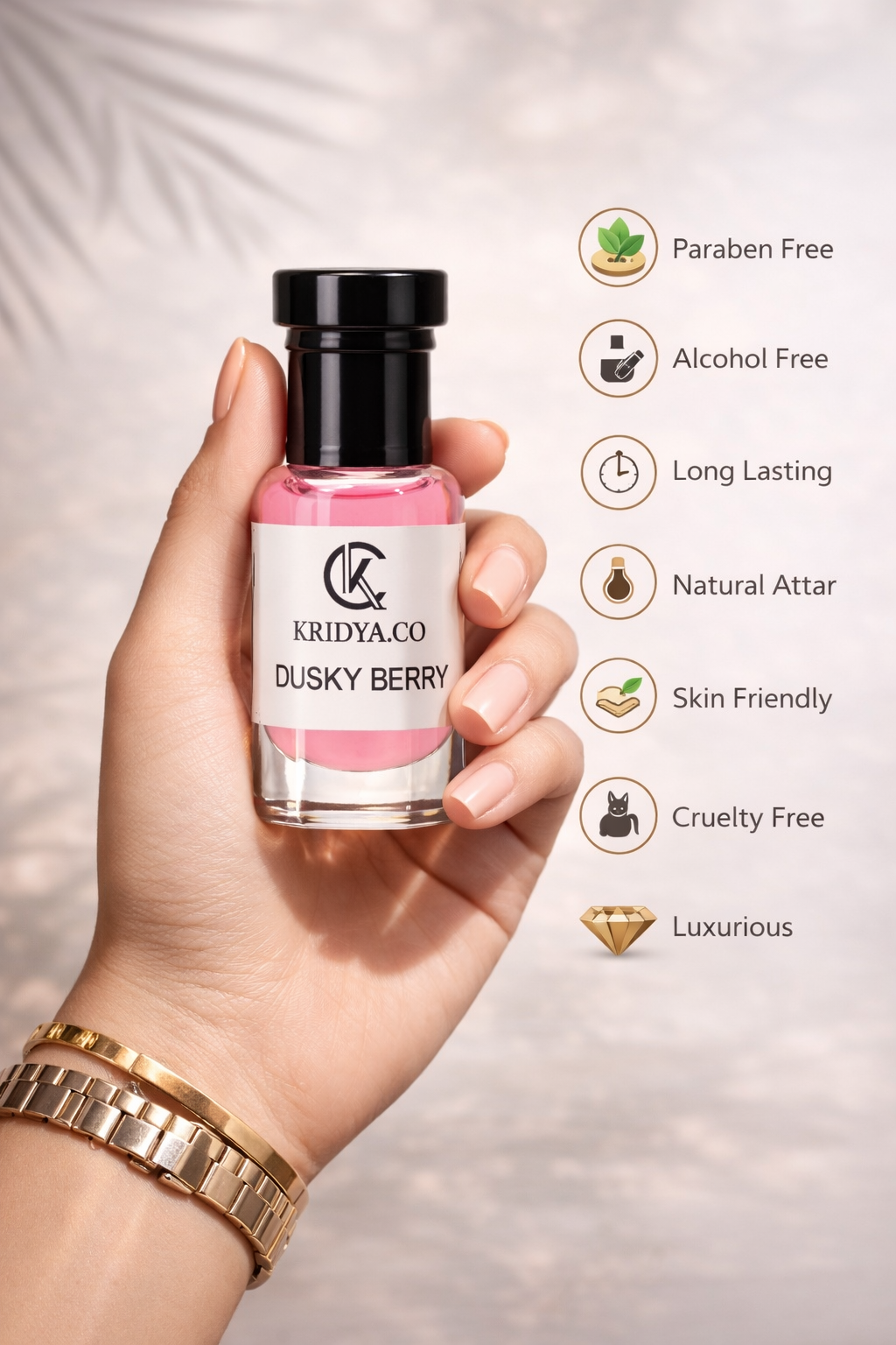 KRIDYA.CO Dusky Berry Attar – Premium Long Lasting Alcohol-Free Perfume Oil