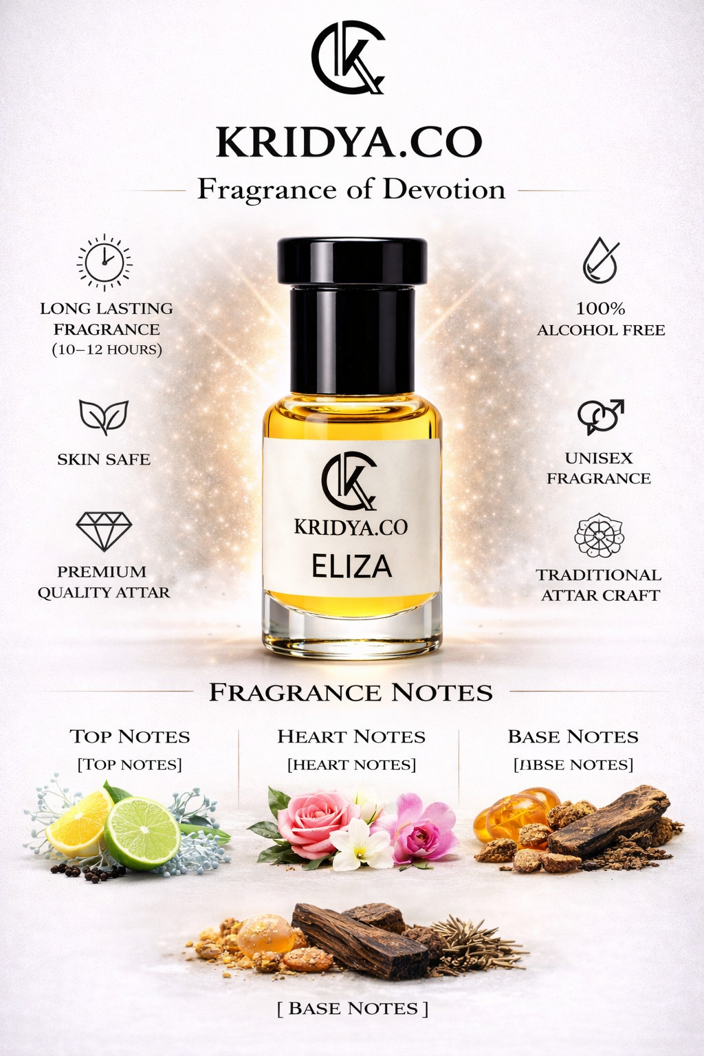 KRIDYA.CO Premium Eliza Attar – Fresh Oriental Perfume Oil