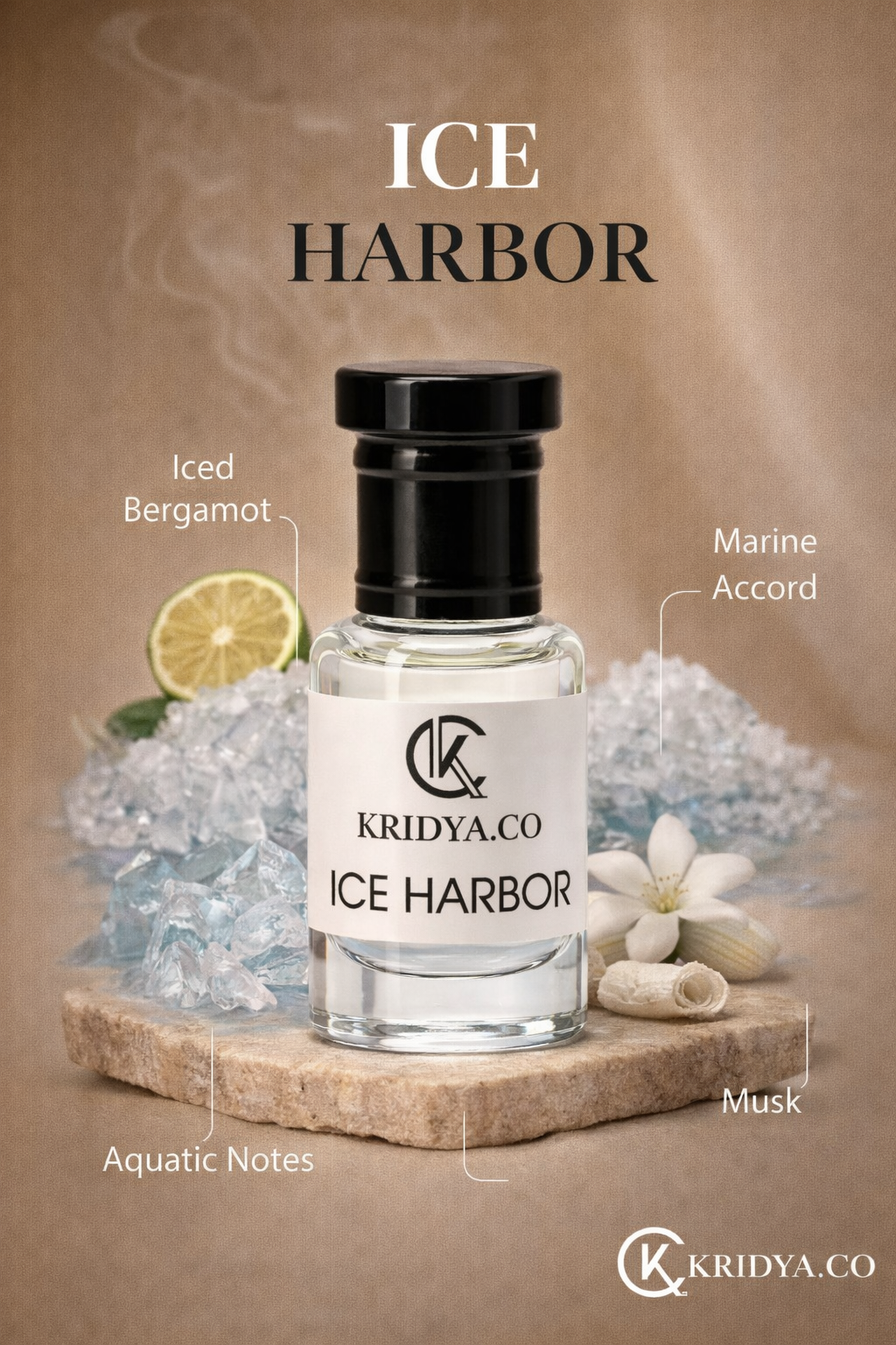 KRIDYA.CO Ice Harbor Attar – Premium Long Lasting Alcohol-Free Perfume Oil