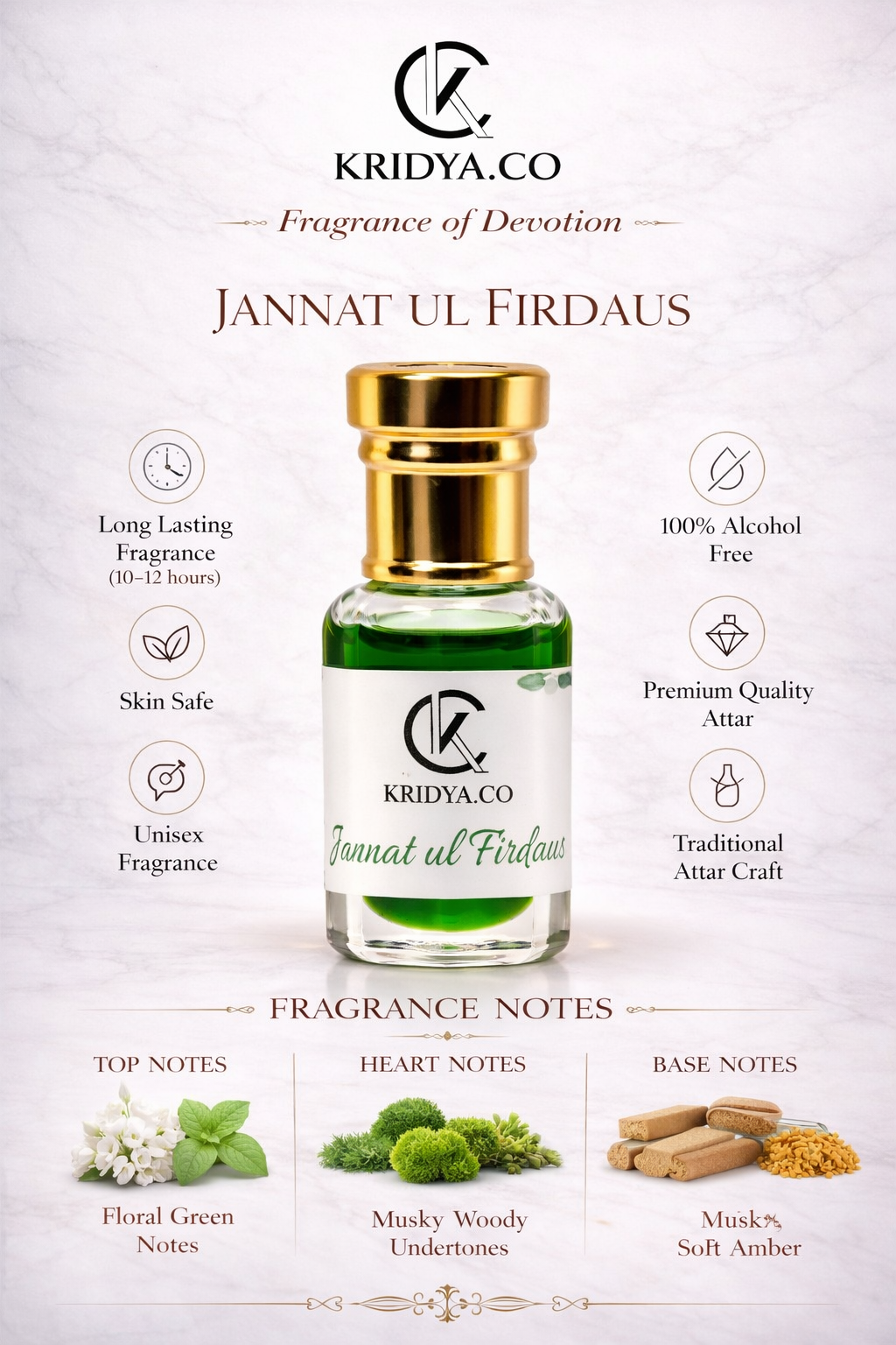 KRIDYA.CO Jannat Ul Firdaus Perfume Oil – Luxury Oriental Attar