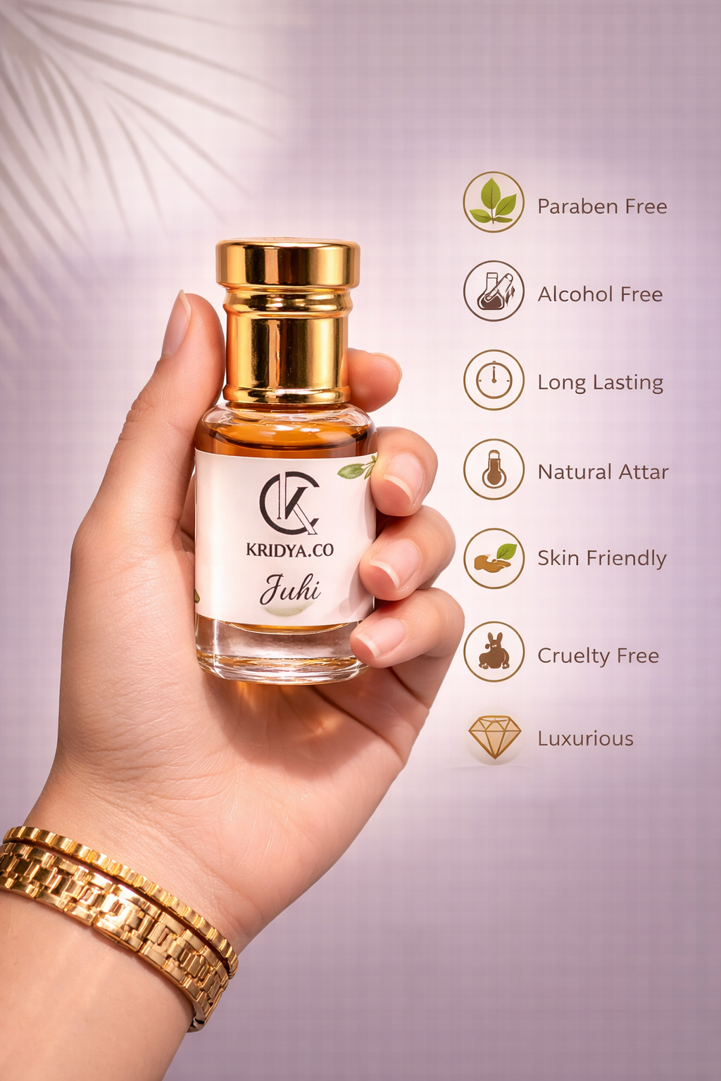 KRIDYA.CO Juhi Attar – Premium Long Lasting Alcohol-Free Perfume Oil | White Floral Perfume Oil