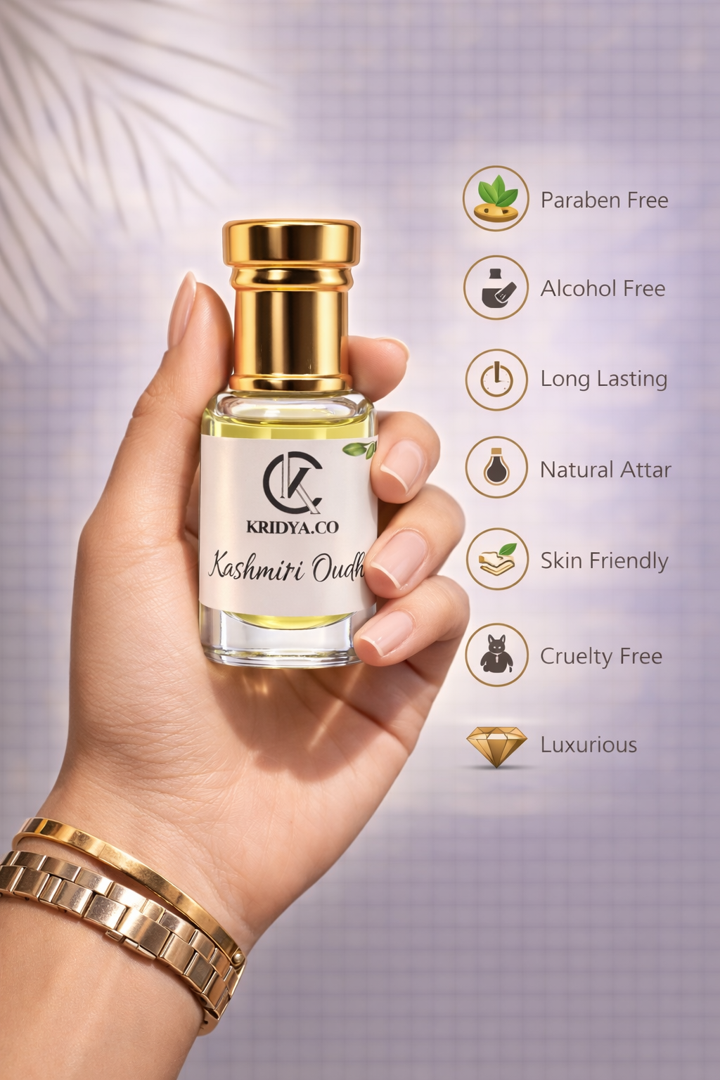 KRIDYA.CO Premium Kashmiri Oudh Attar – Luxury Woody Perfume Oil