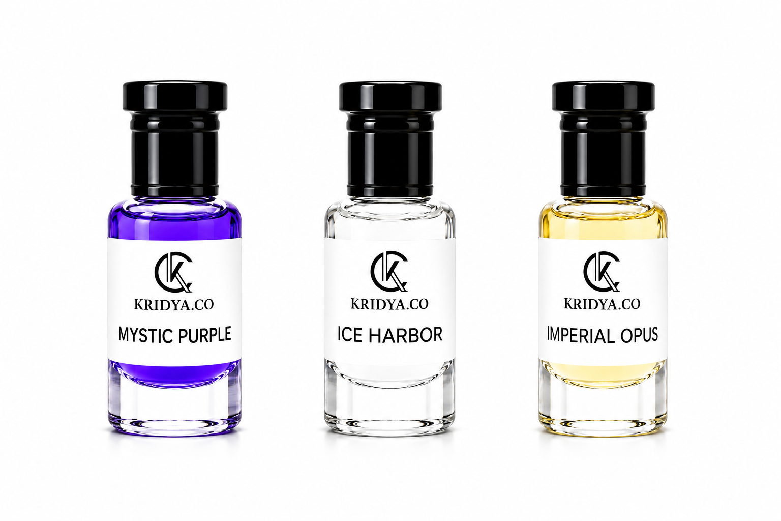 KRIDYA.CO Signature Fragrance Attar Collection ,Alcohol-Free Perfume Oil combo 3 x 3ml