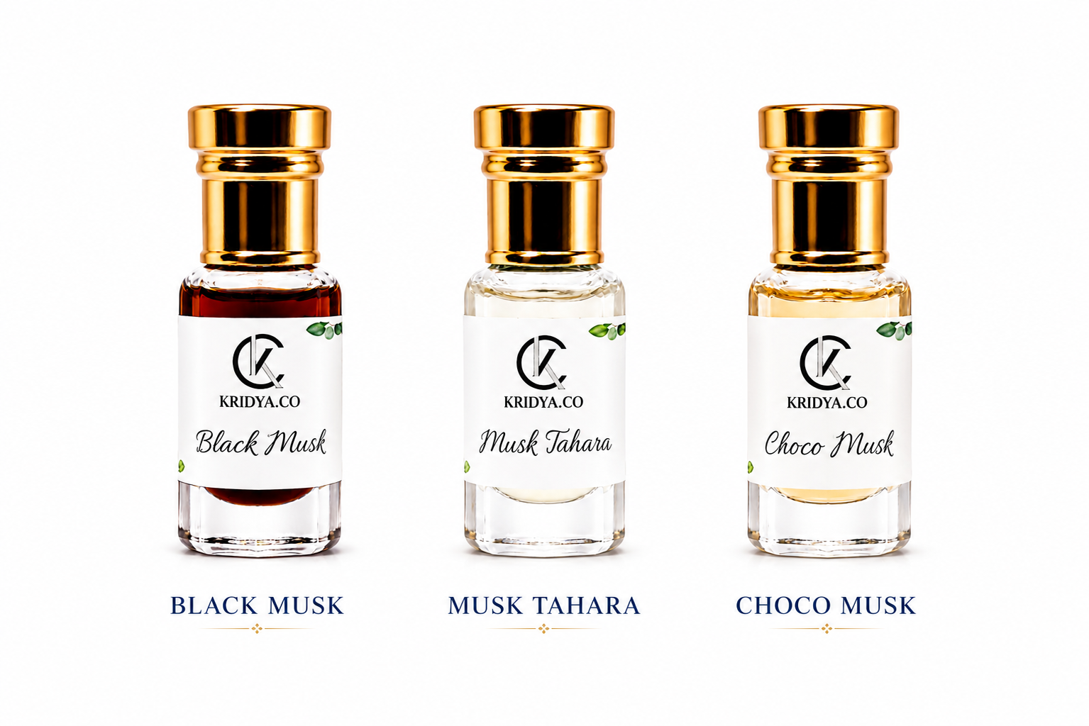 KRIDYA.CO Luxury Musk Attar Collection –3 x 3ml