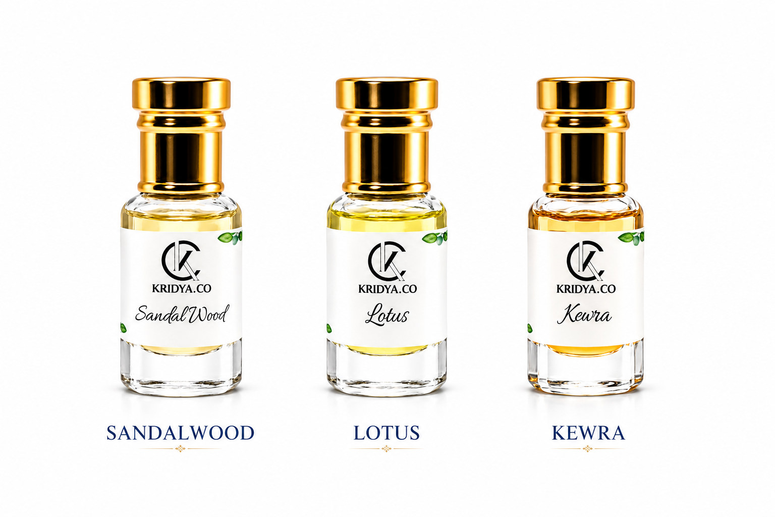 KRIDYA.CO Traditional Floral & Woody Attar Combo Set -3 x 3ml