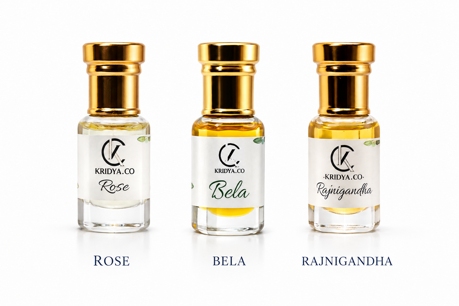 KRIDYA.CO Classic Indian Floral Attar Combo- 3 Attar x 3 ml