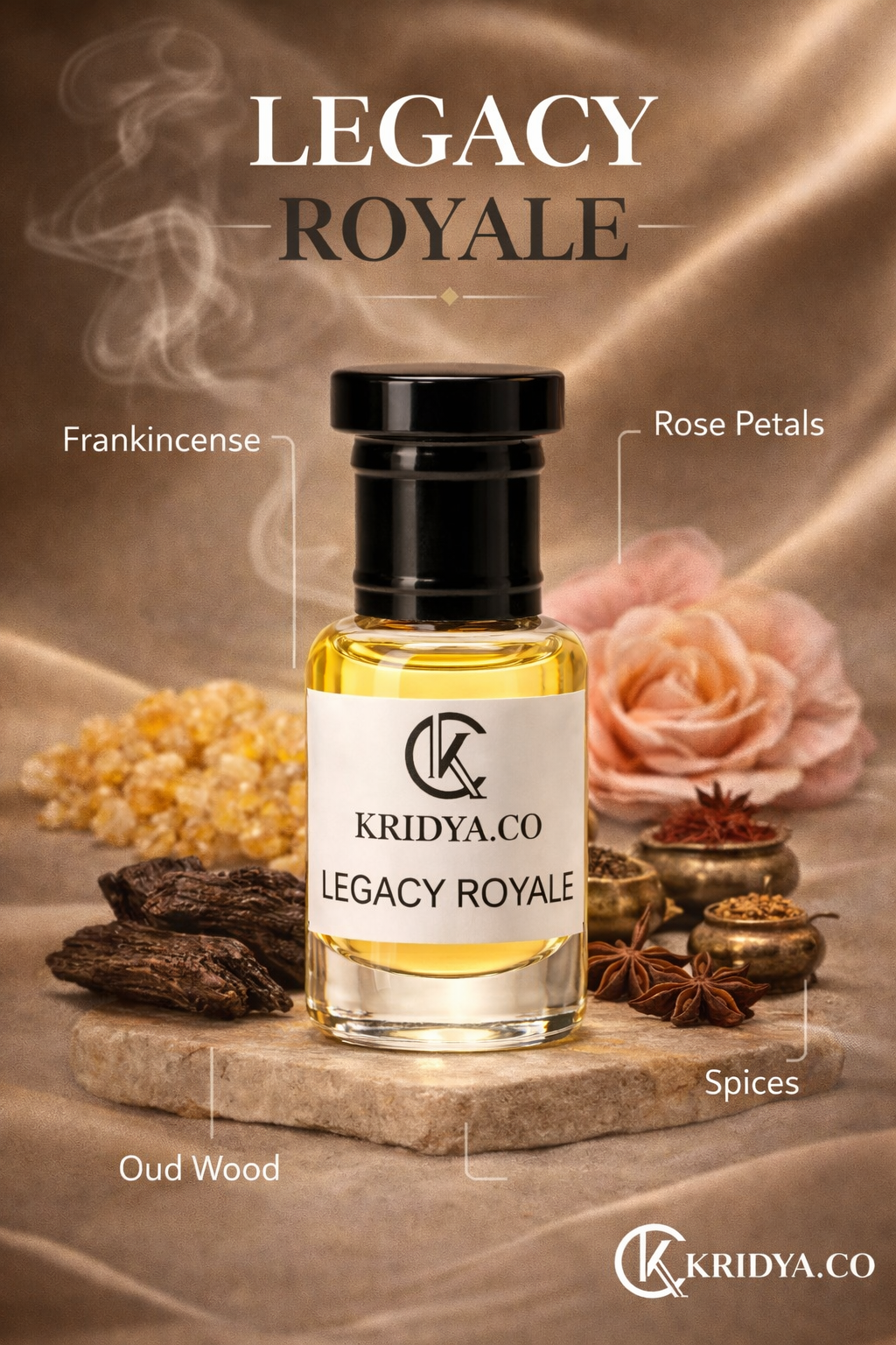KRIDYA.CO Legacy Royale Attar – Premium Long Lasting Alcohol-Free Perfume Oil