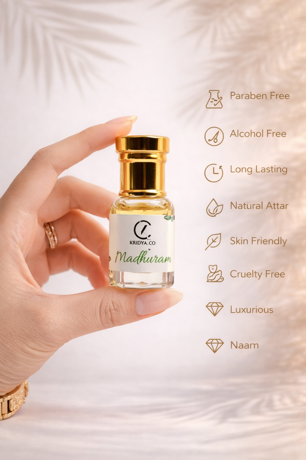 KRIDYA.CO Brij Madhuri Attar – Luxury Floral Oriental Perfume Oil | Premium Alcohol-Free Perfume Oil