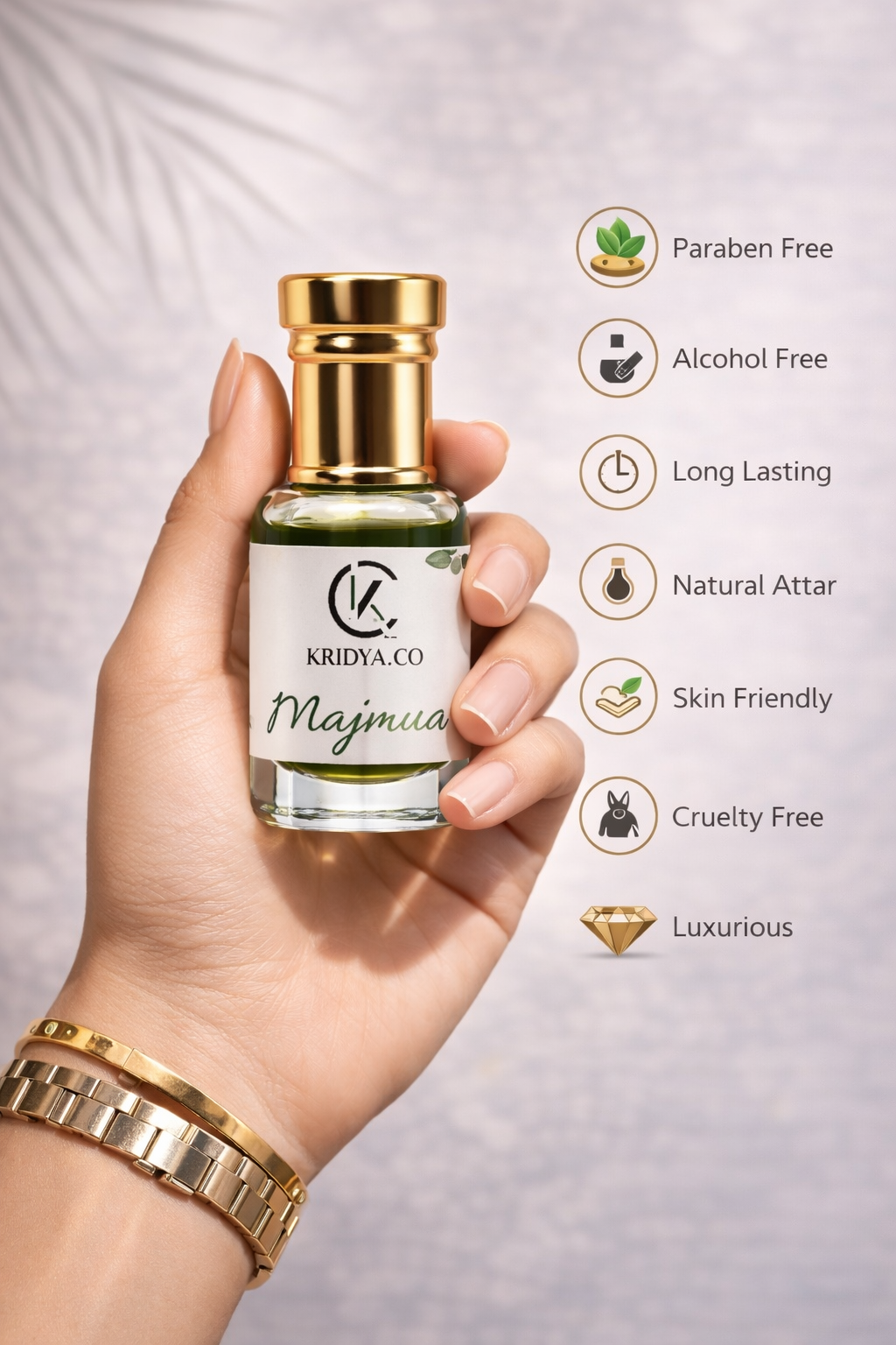 KRIDYA.CO Premium Majmua Attar – Traditional Herbal Woody Perfume Oil | Alcohol-Free Oriental Perfume Oil