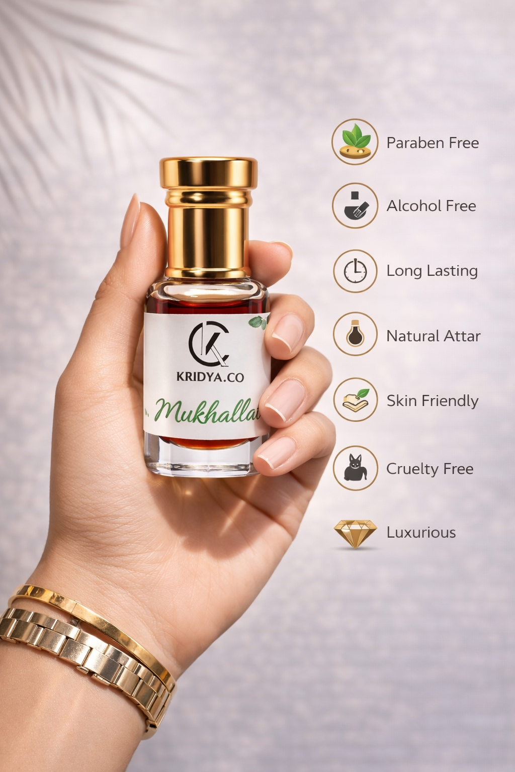 KRIDYA.CO Premium Mukhallat Attar – Luxury Oriental Perfume Oil | Alcohol-Free Attar
