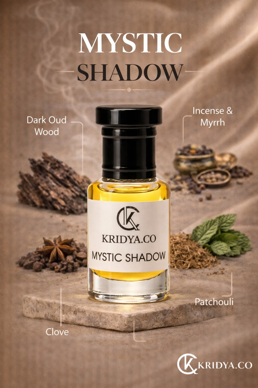 KRIDYA.CO Mystic Shadow Attar – Luxury Woody Oriental Fragrance