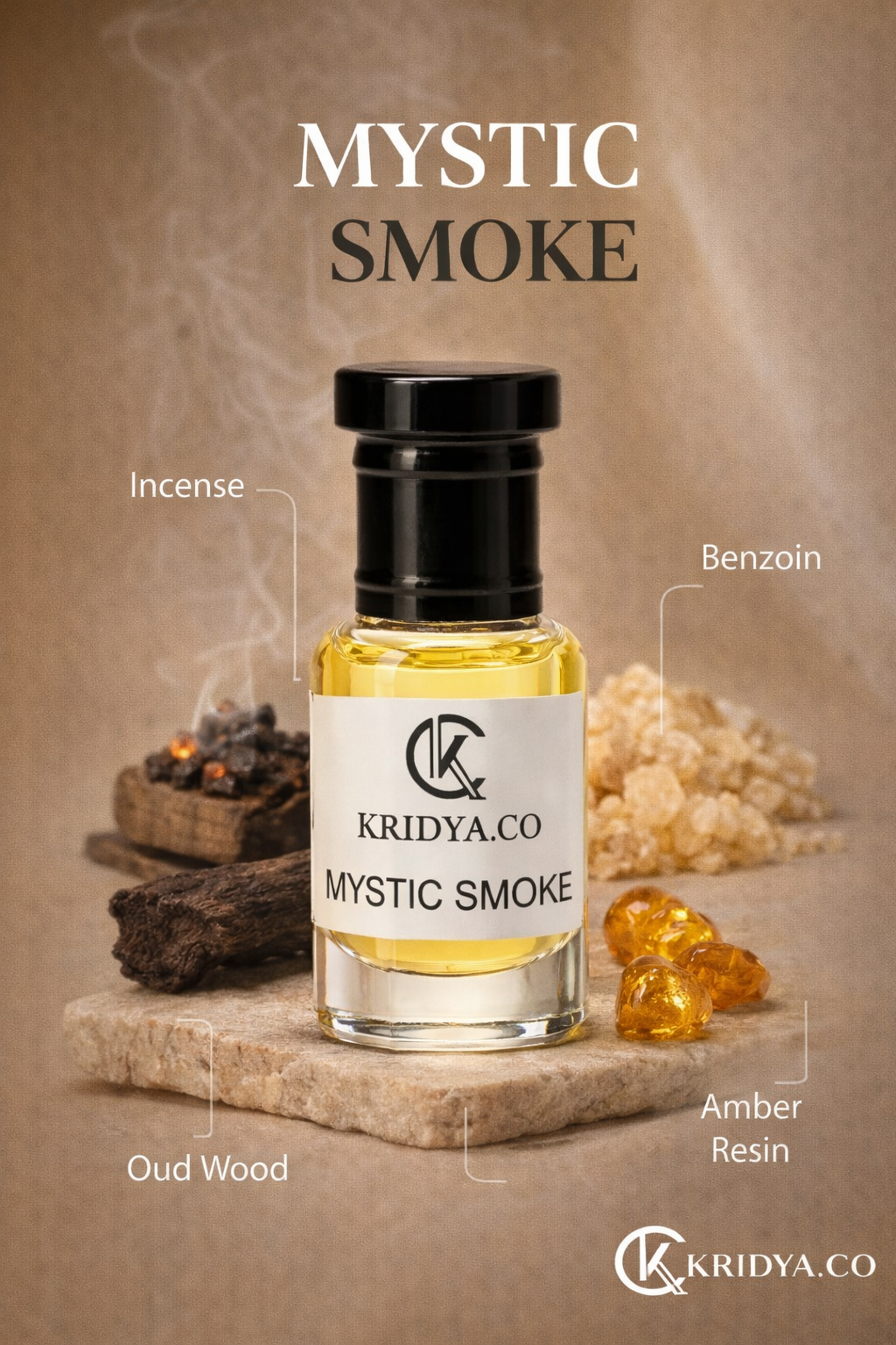 KRIDYA.CO Mystic Smoke Attar for Men & Women – Luxury Smoky Perfume Oil