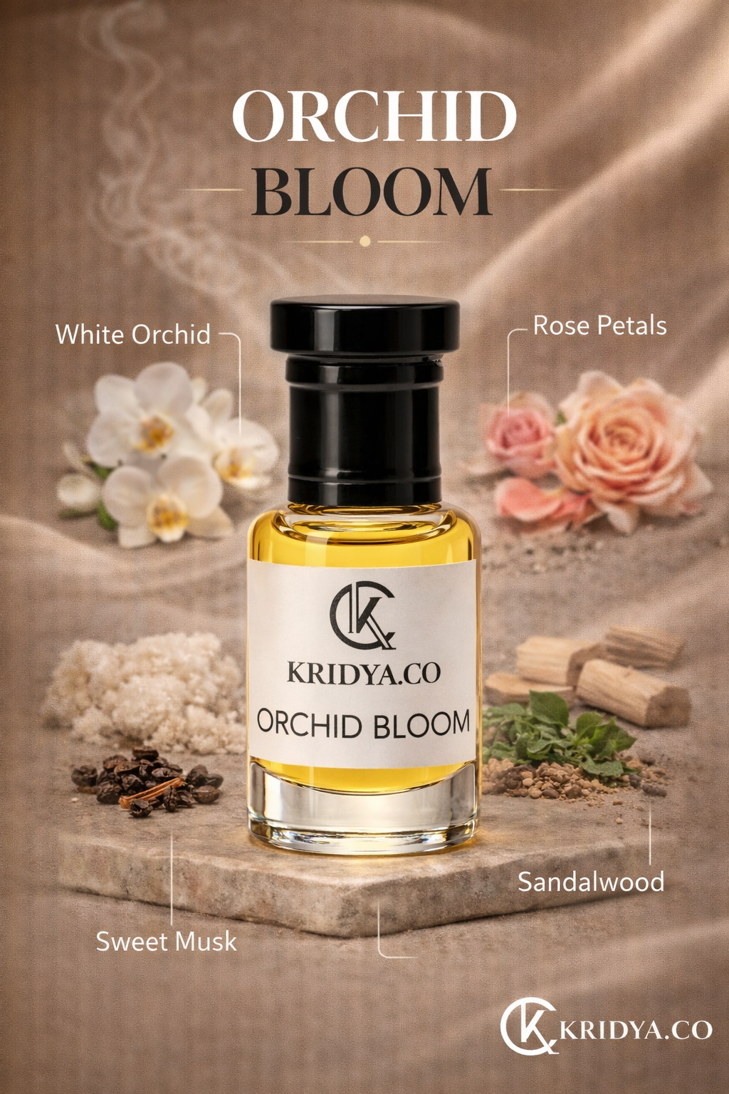 KRIDYA.CO Orchid Bloom Attar – Premium Long Lasting Alcohol-Free Perfume Oil