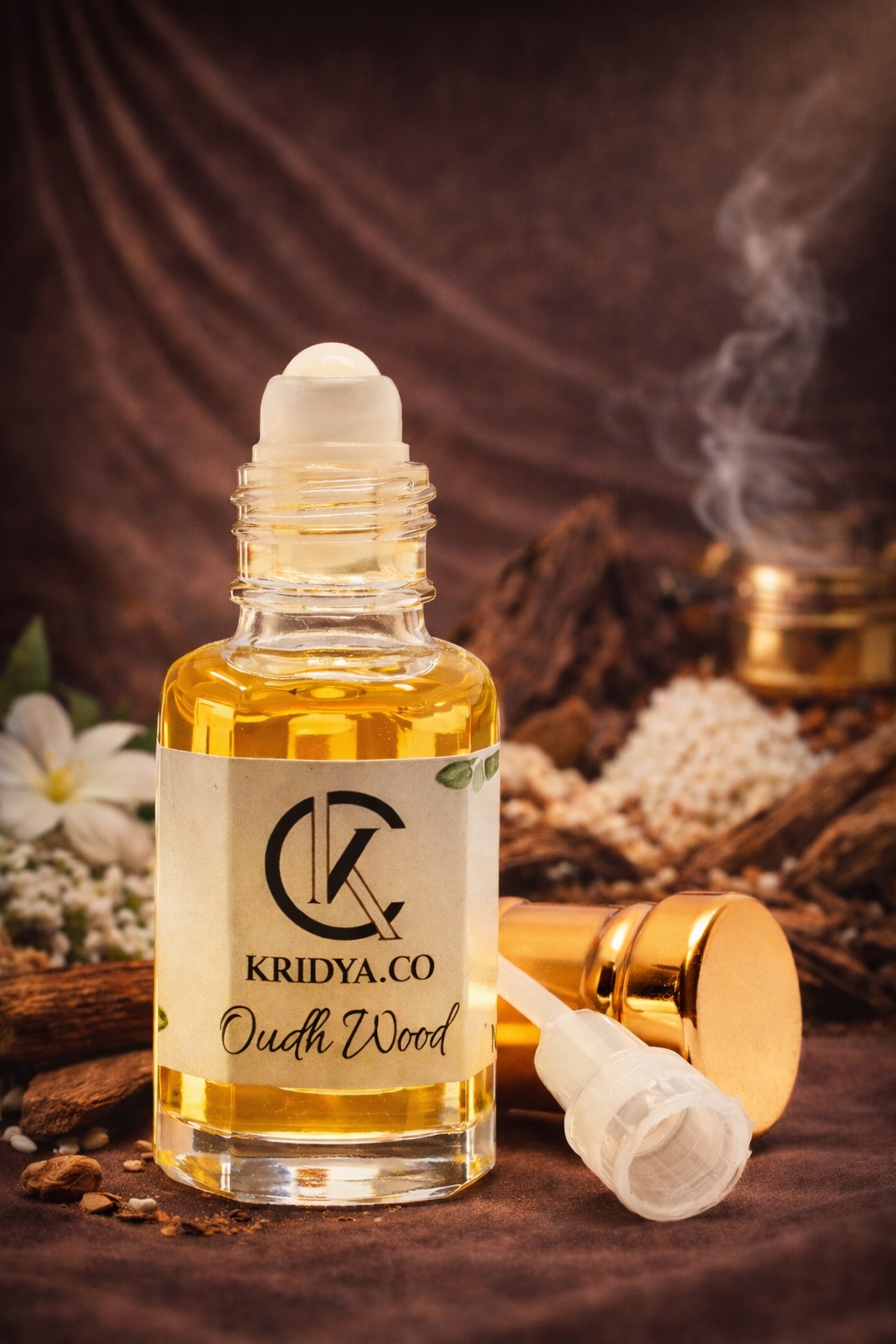 KRIDYA.CO Oudh Wood Attar – Luxury Alcohol-Free Perfume Oil