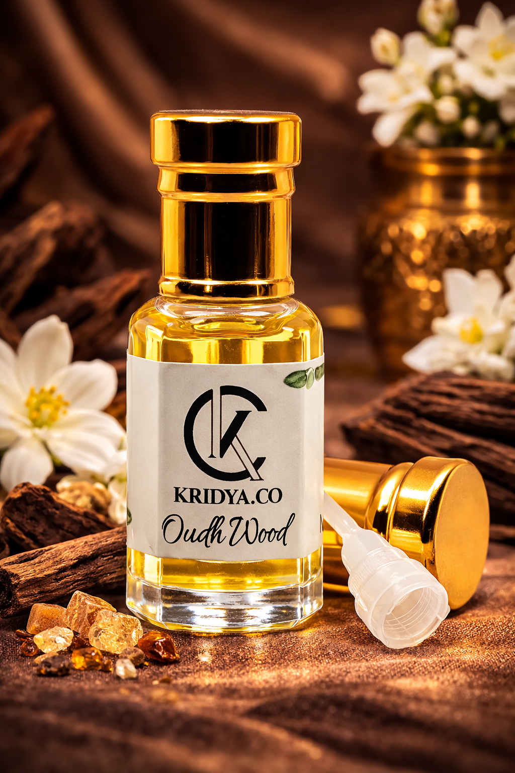 KRIDYA.CO Oudh Wood Attar – Luxury Alcohol-Free Perfume Oil