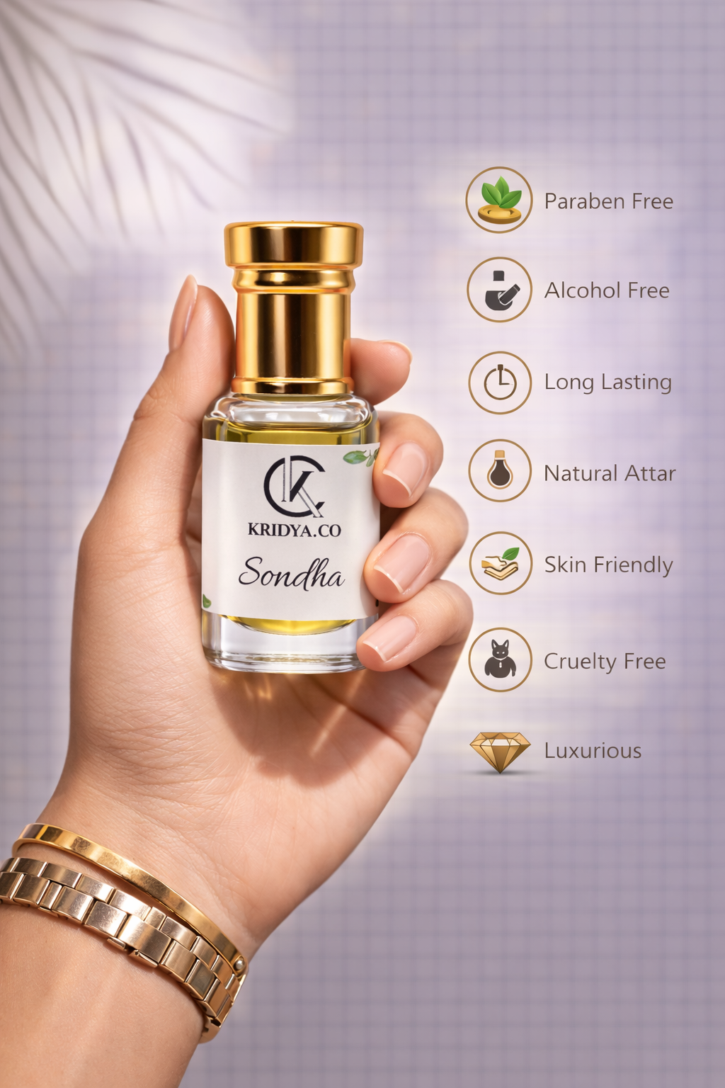 KRIDYA.CO Premium Sondha Attar – Traditional  Earthy ,Woody Perfume Oil | Alcohol-Free Perfume Oil