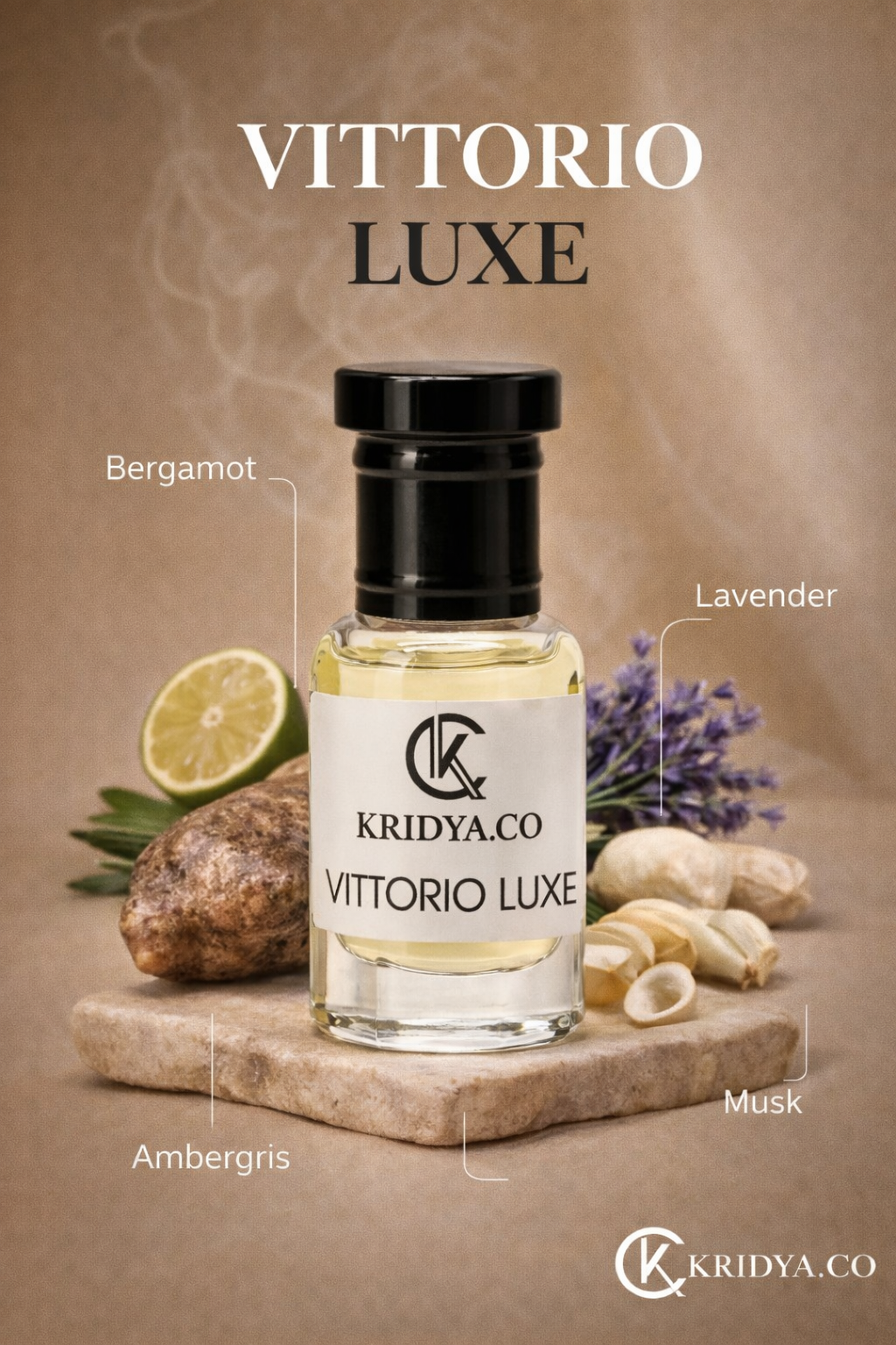 KRIDYA.CO Vittorio Luxe Attar – Premium Long Lasting Alcohol-Free Perfume Oil