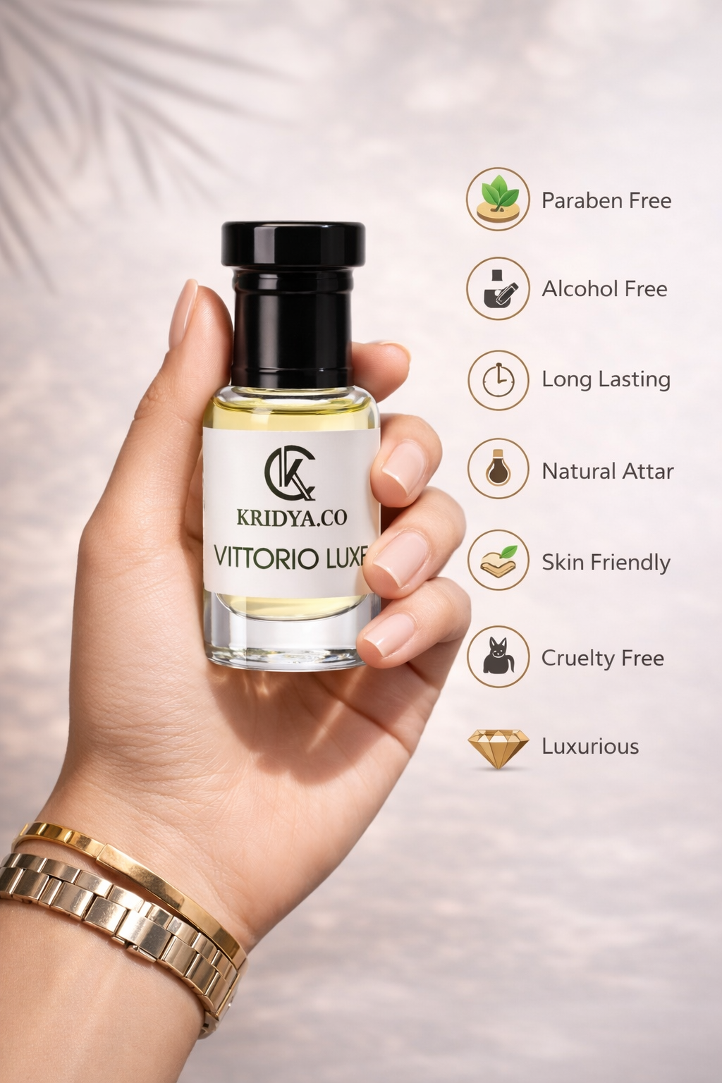 KRIDYA.CO Vittorio Luxe Attar – Premium Long Lasting Alcohol-Free Perfume Oil