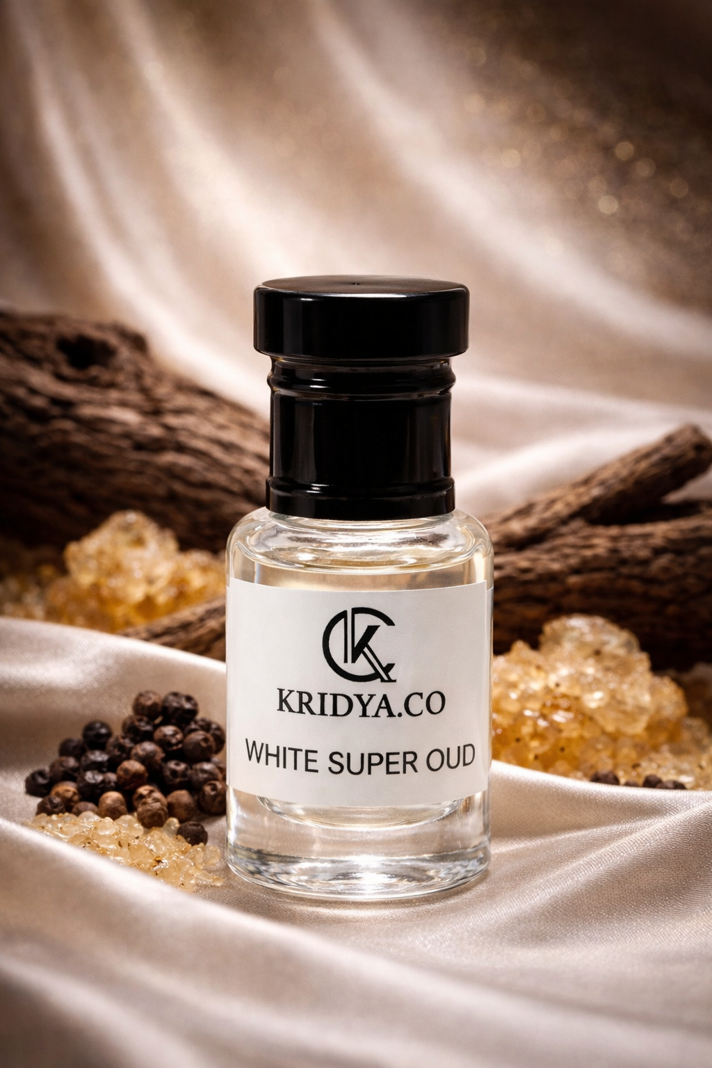 KRIDYA.CO White Super Oud – Alcohol-Free Woody Musk Perfume Oil