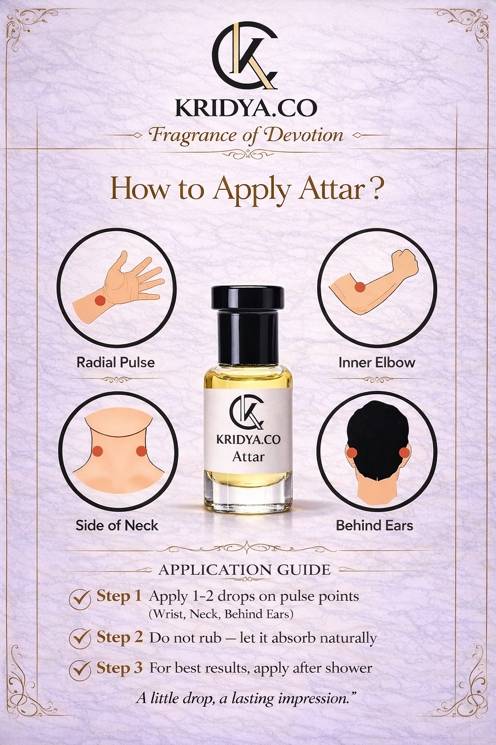 KRIDYA.CO Imperial Opus Attar – Premium Alcohol-Free Fragrance