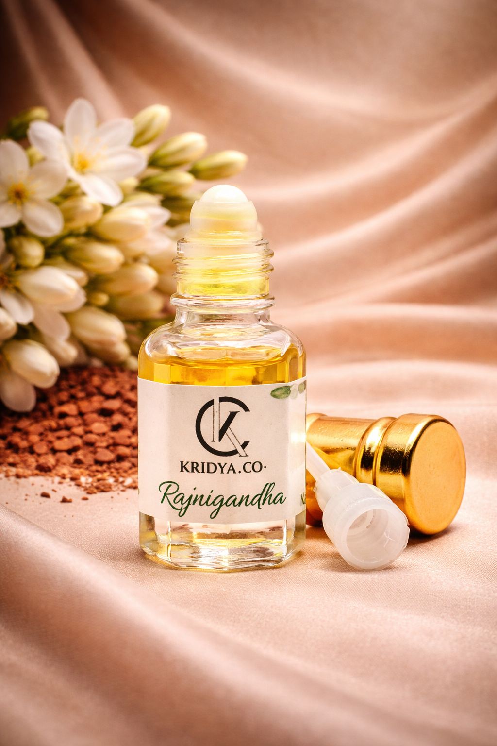 KRIDYA.CO Premium Rajanigandha Attar – Rich White Floral Perfume Oil