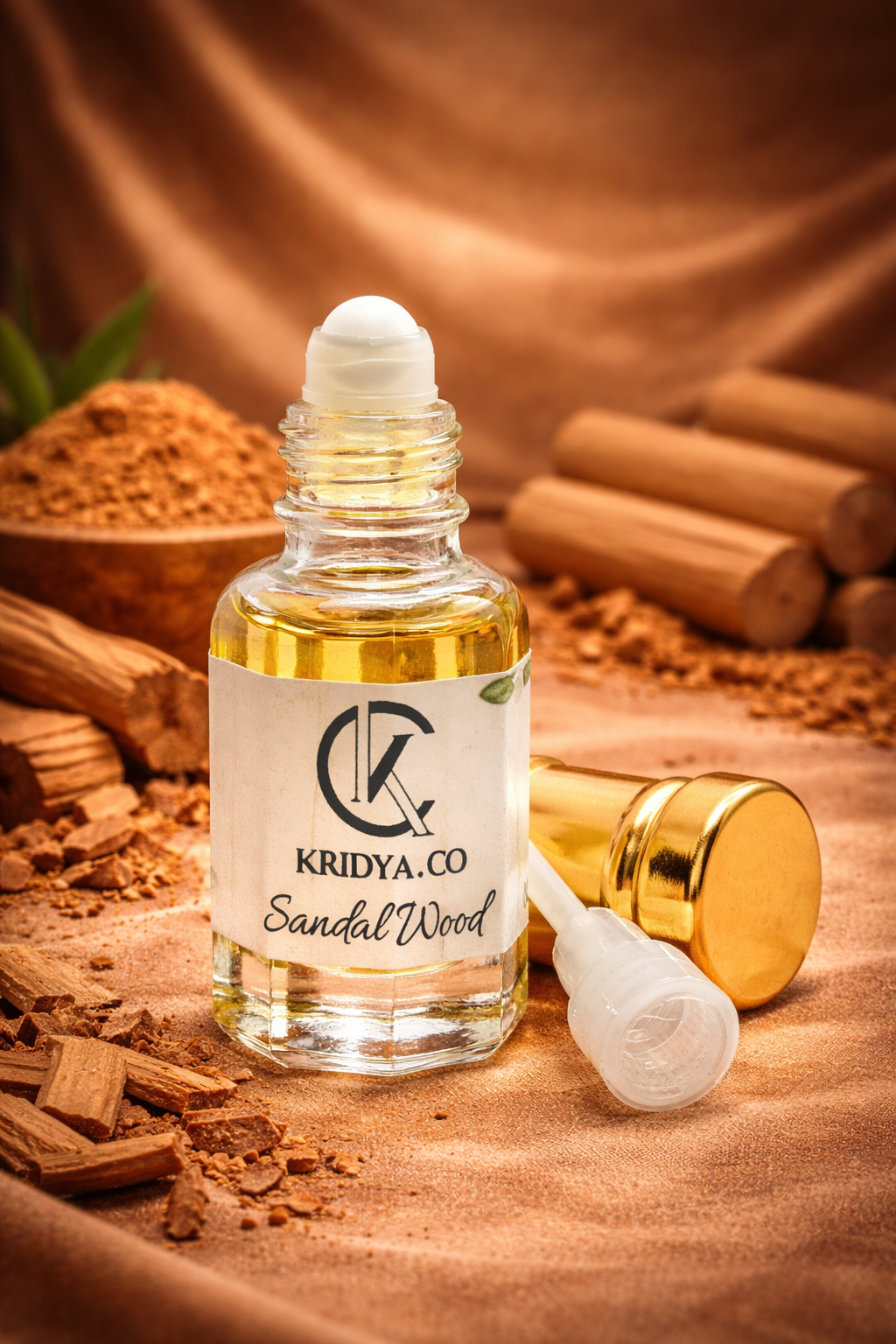 KRIDYA.CO Sandalwood Attar – Premium Long Lasting Alcohol-Free Perfume Oil