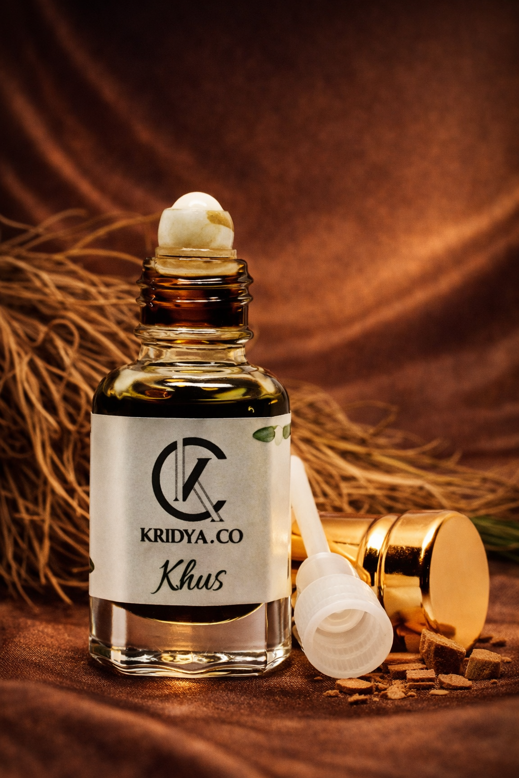 KRIDYA.CO Premium Khus Attar – Long Lasting Earthy Woody Perfume Oil