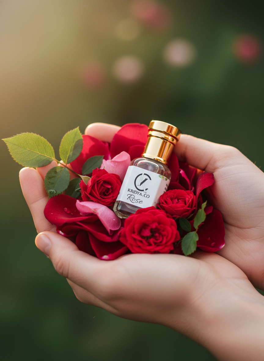 KRIDYA.CO Rose Attar – Premium Long Lasting Alcohol-Free Perfume Oil